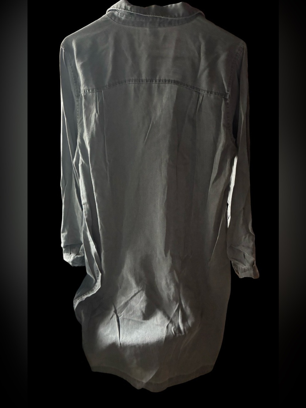 Old Navy Gray Long Sleeve Denim Button Front Shirt Dress Size Large NWT - Picture 3 of 4